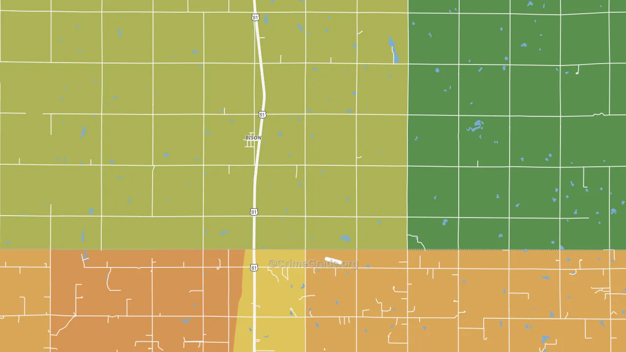 Bison, OK Map of Burglary Rates