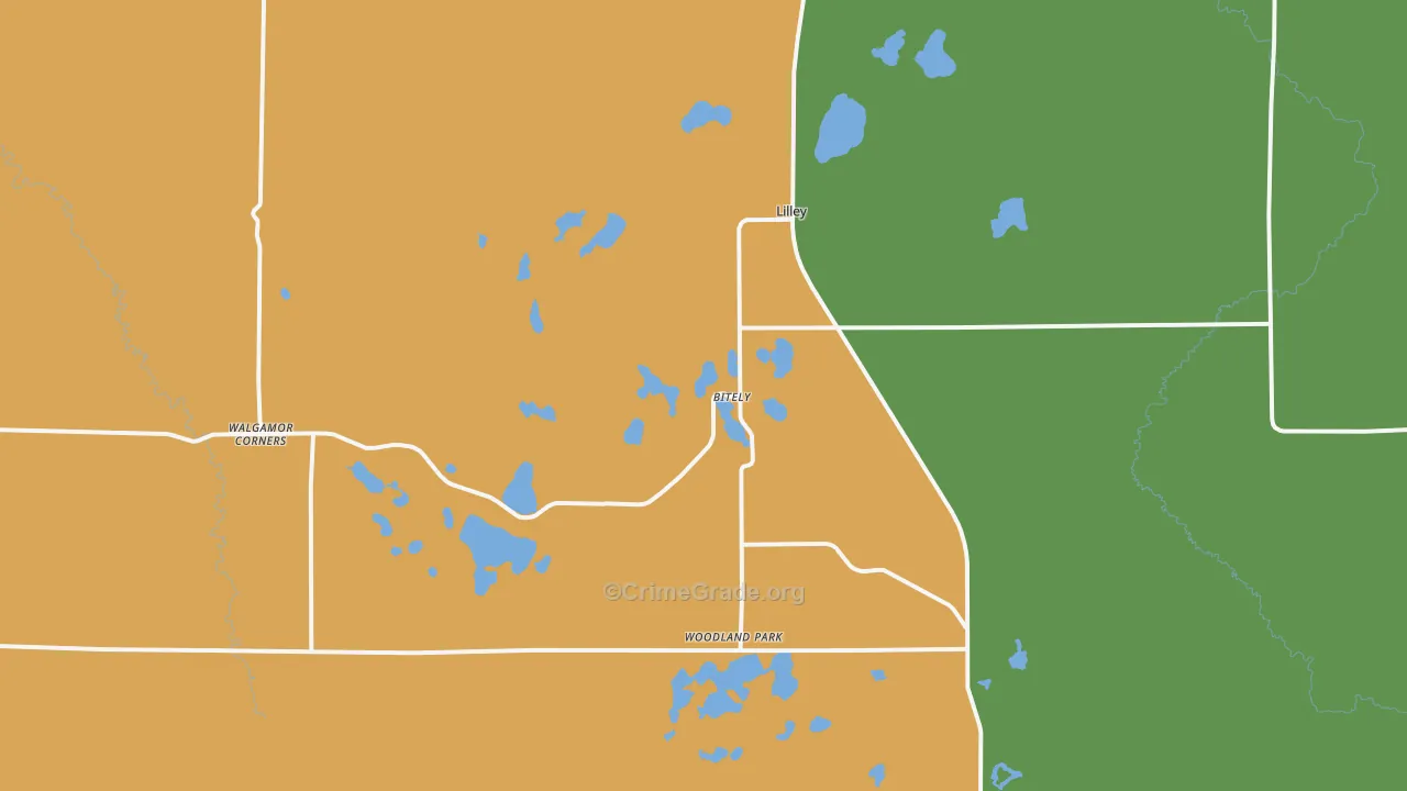 Bitely, MI Map of Burglary Rates