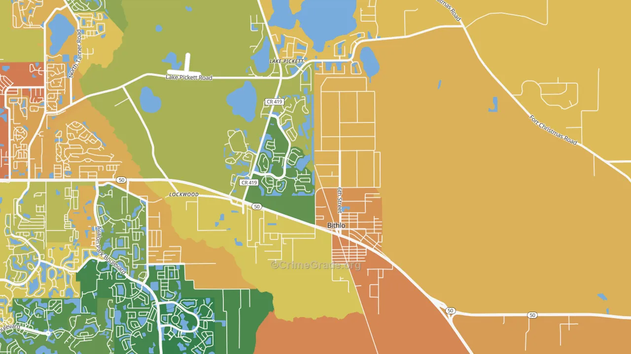 Bithlo, FL Map of Burglary Rates