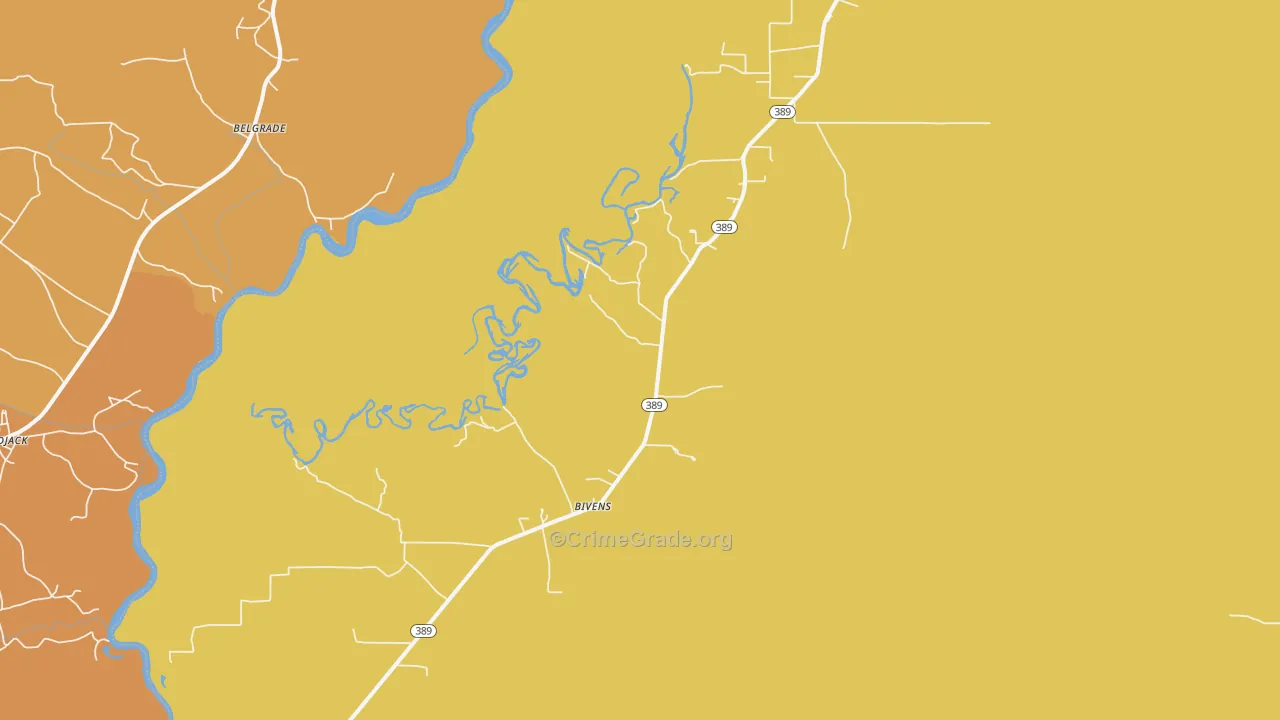 Bivens, LA Map of Burglary Rates