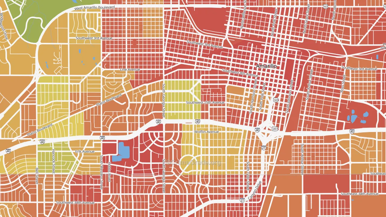 Bivins Addition, Amarillo, TX Map of Burglary Rates