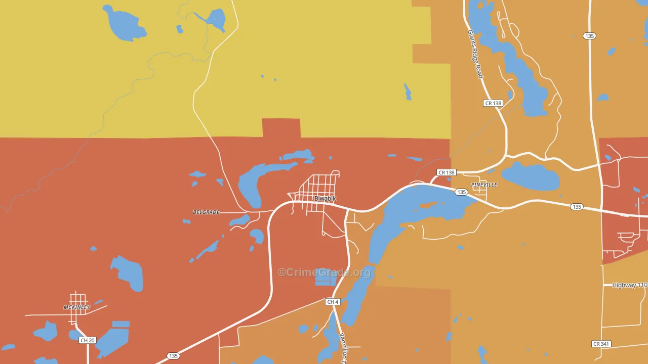 Biwabik, MN Map of Burglary Rates