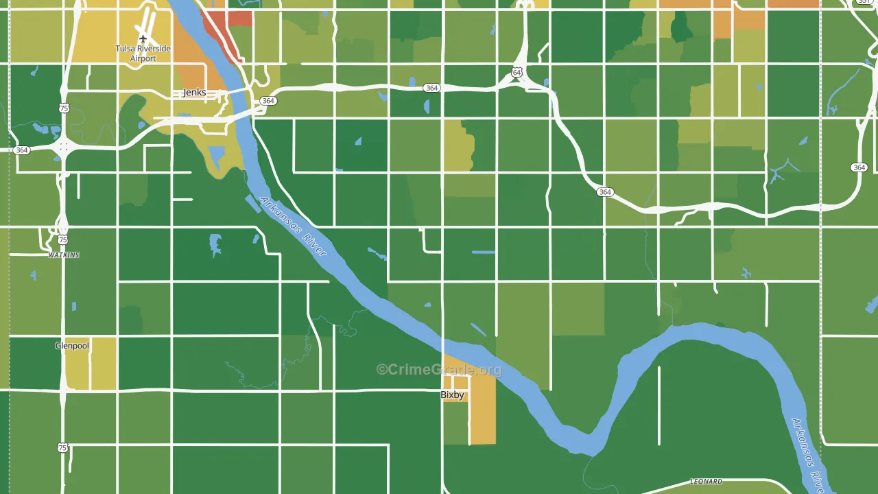 Bixby, OK Map of Burglary Rates