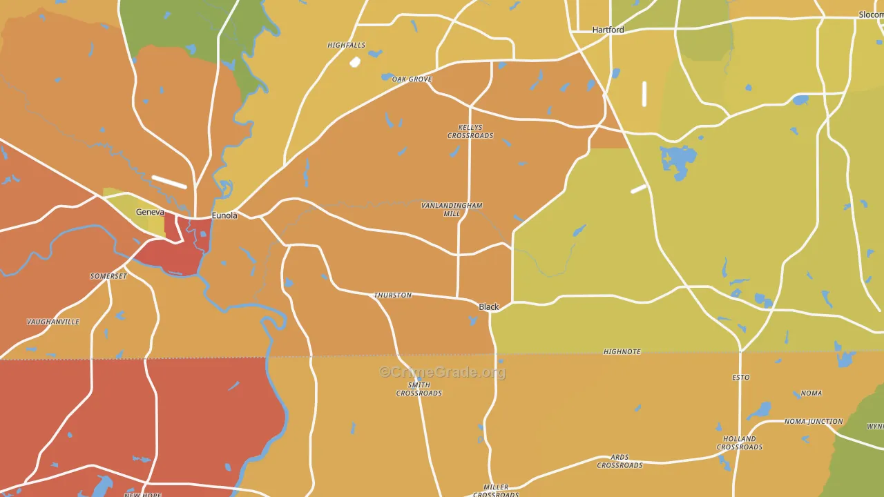 Black, AL Map of Burglary Rates