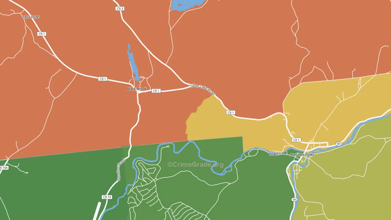 Black Brook, NY Map of Burglary Rates