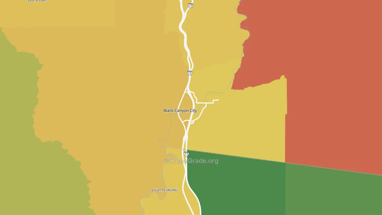 Black Canyon City, AZ Map of Burglary Rates