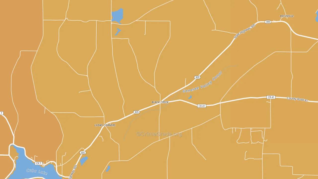 Black Creek, NY Map of Burglary Rates