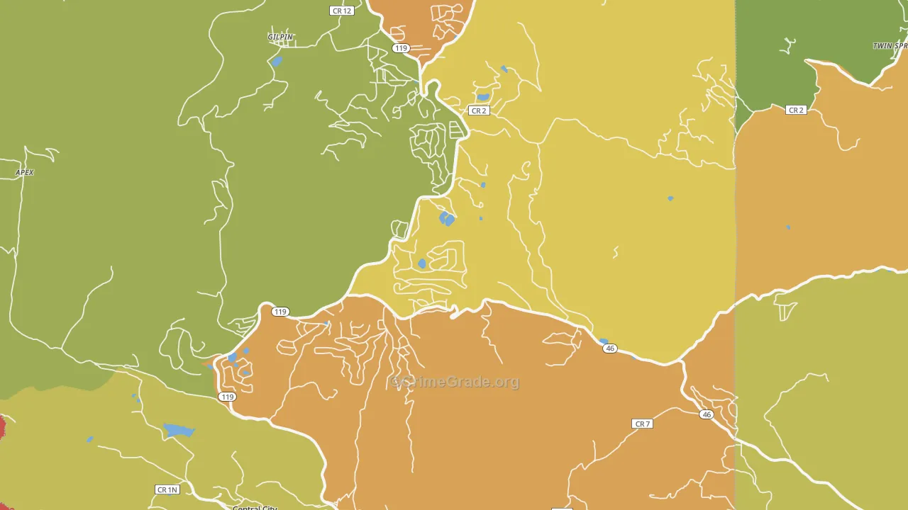 Black Hawk, CO Map of Burglary Rates