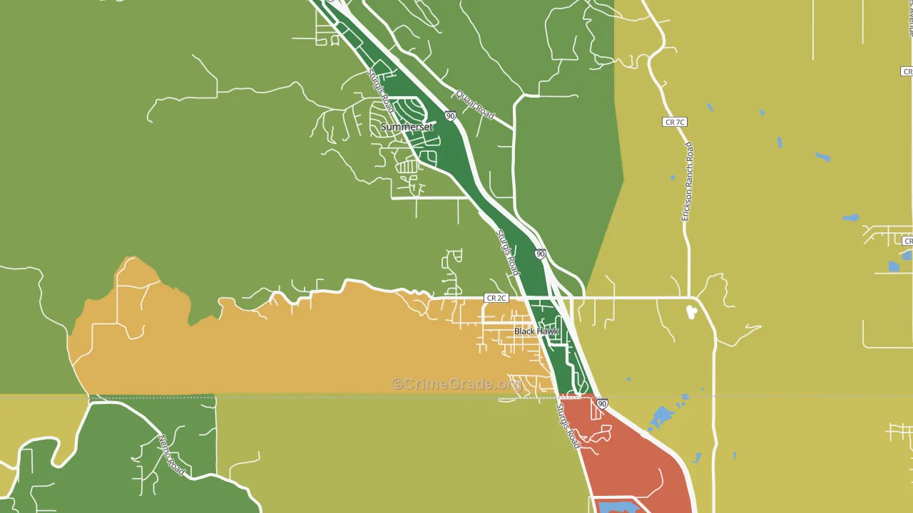 Black Hawk, SD Map of Burglary Rates