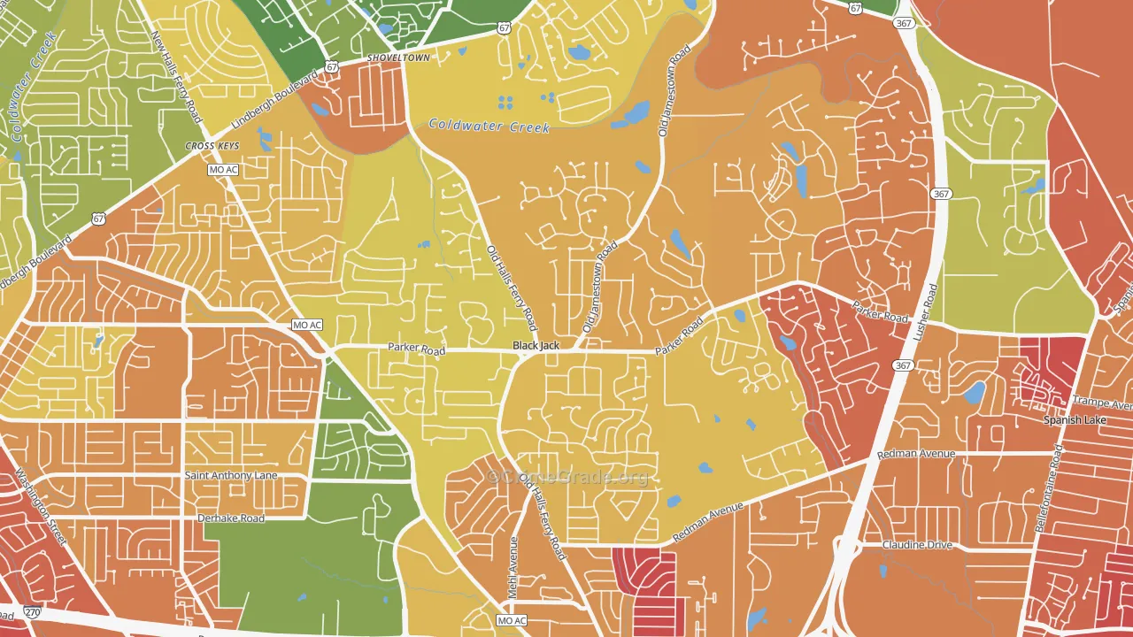 Black Jack, MO Map of Burglary Rates