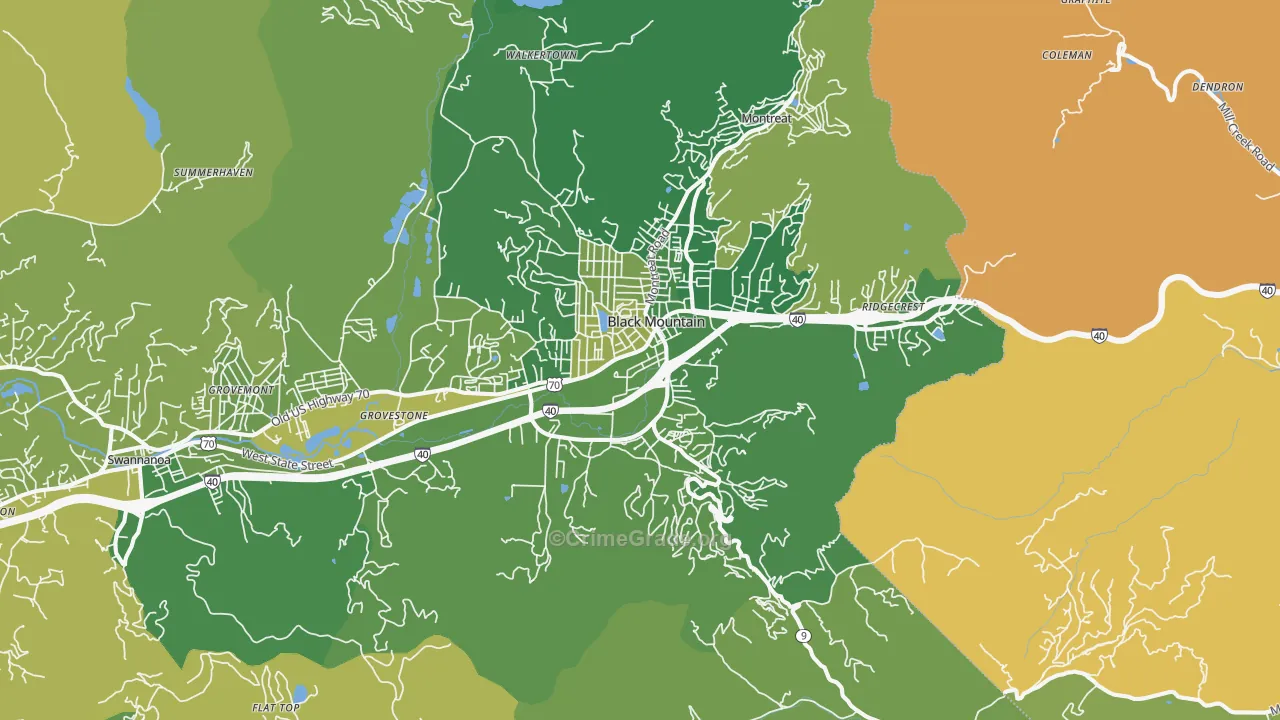 Black Mountain, NC Map of Burglary Rates