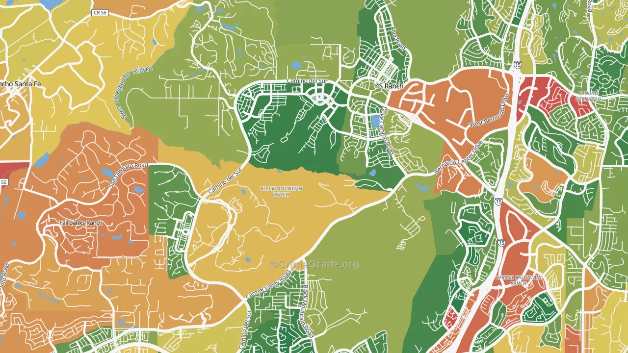 Black Mountain Ranch, San Diego, CA Map of Burglary Rates
