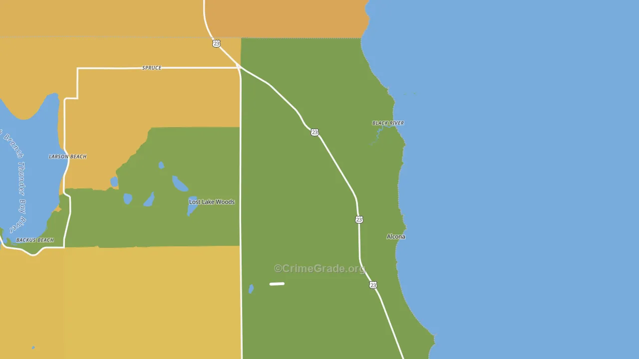 Black River, MI Map of Burglary Rates
