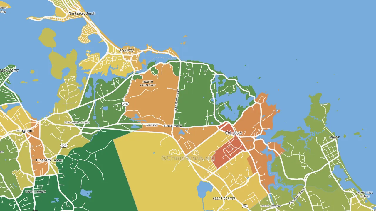 Black Rock, MA Map of Burglary Rates