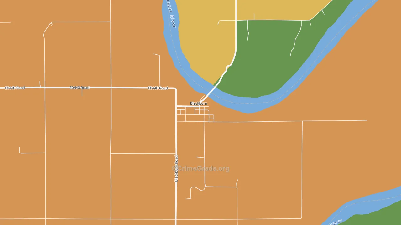 Blackburn, OK Map of Burglary Rates