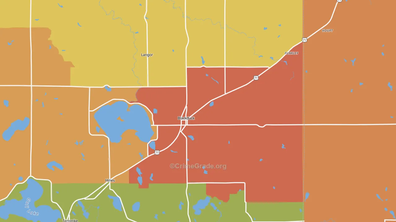 Blackduck, MN Map of Burglary Rates