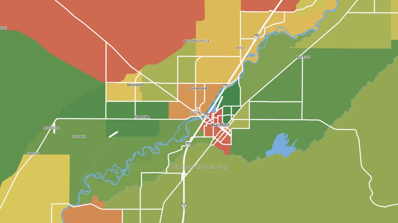 Blackfoot, ID Map of Burglary Rates