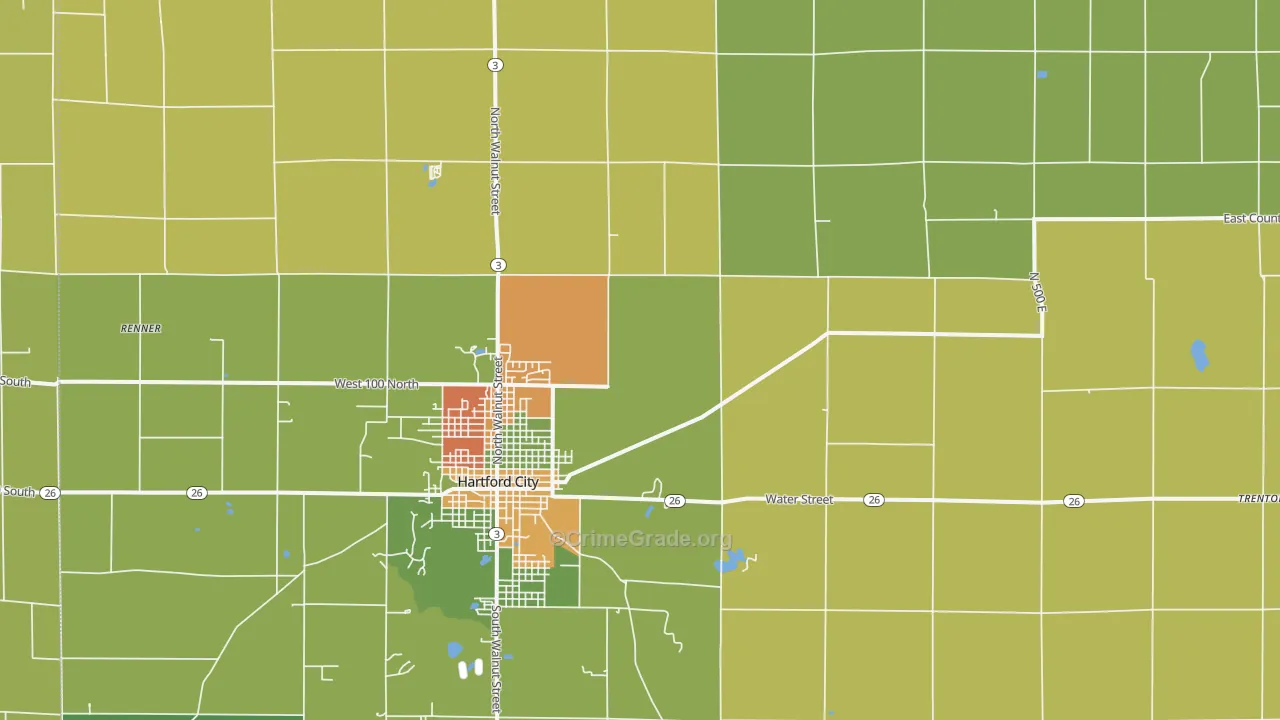 Blackford County, IN Map of Burglary Rates