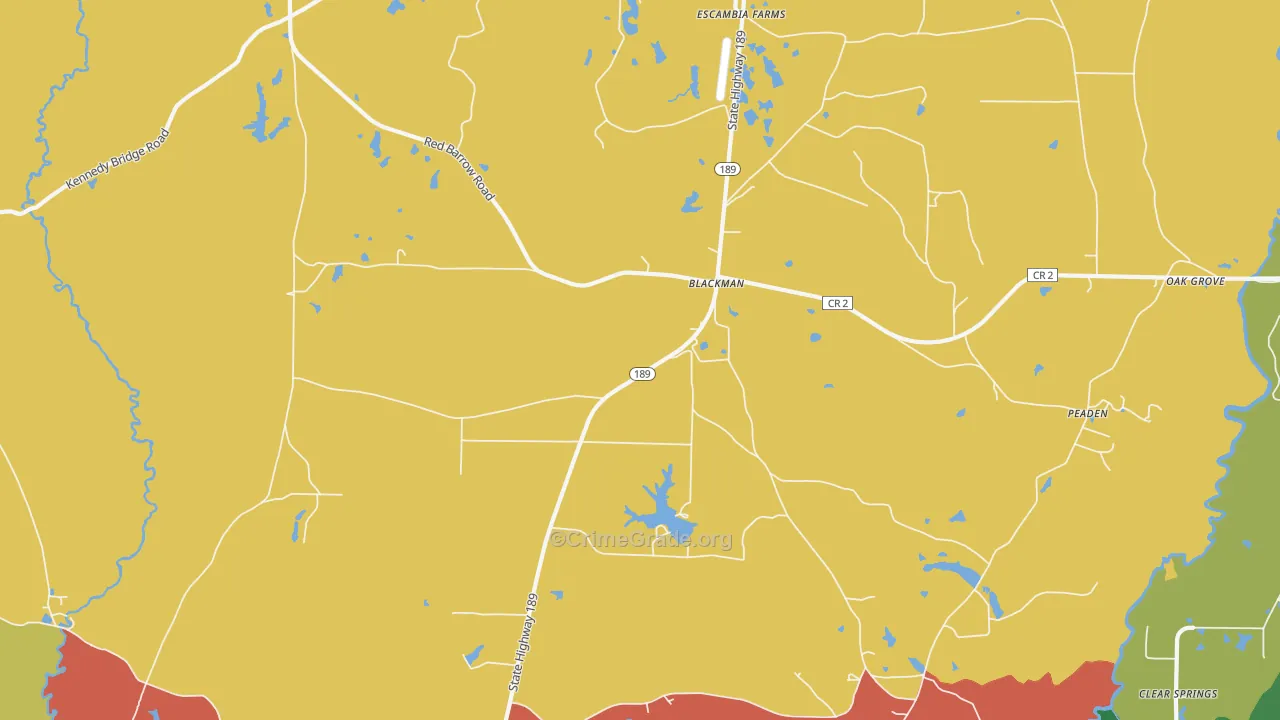 Blackman, FL Map of Burglary Rates
