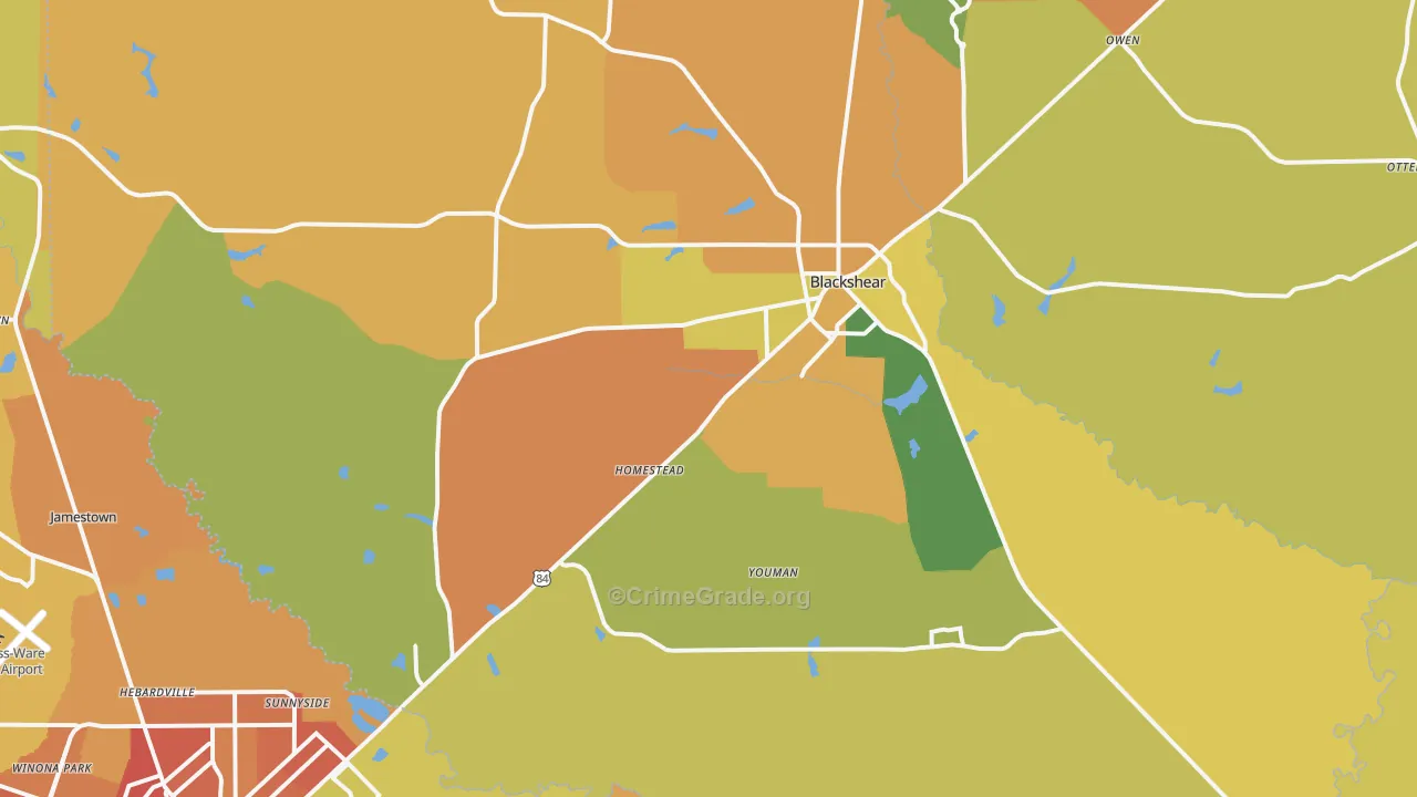 Blackshear, GA Map of Burglary Rates