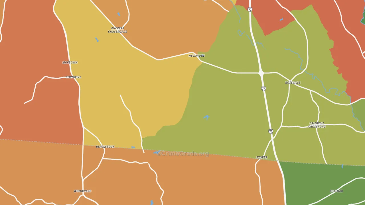 Blackstock, SC Map of Burglary Rates