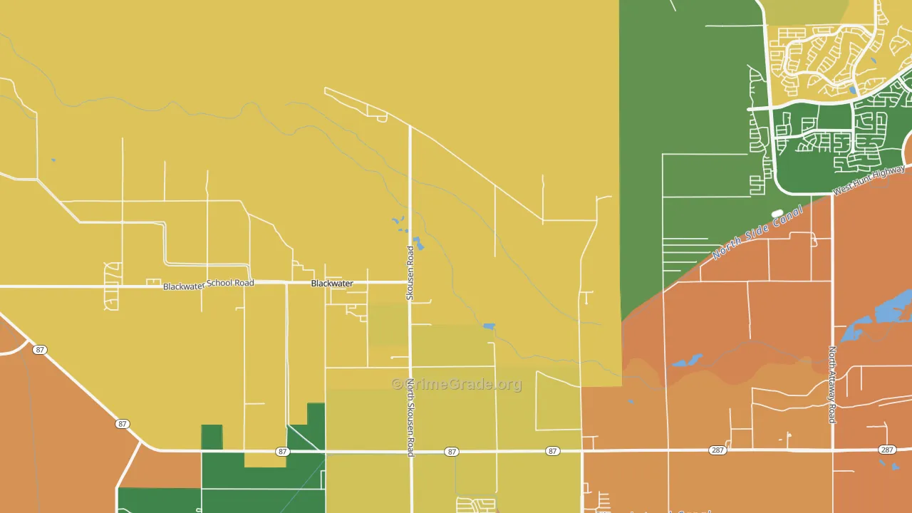 Blackwater, AZ Map of Burglary Rates