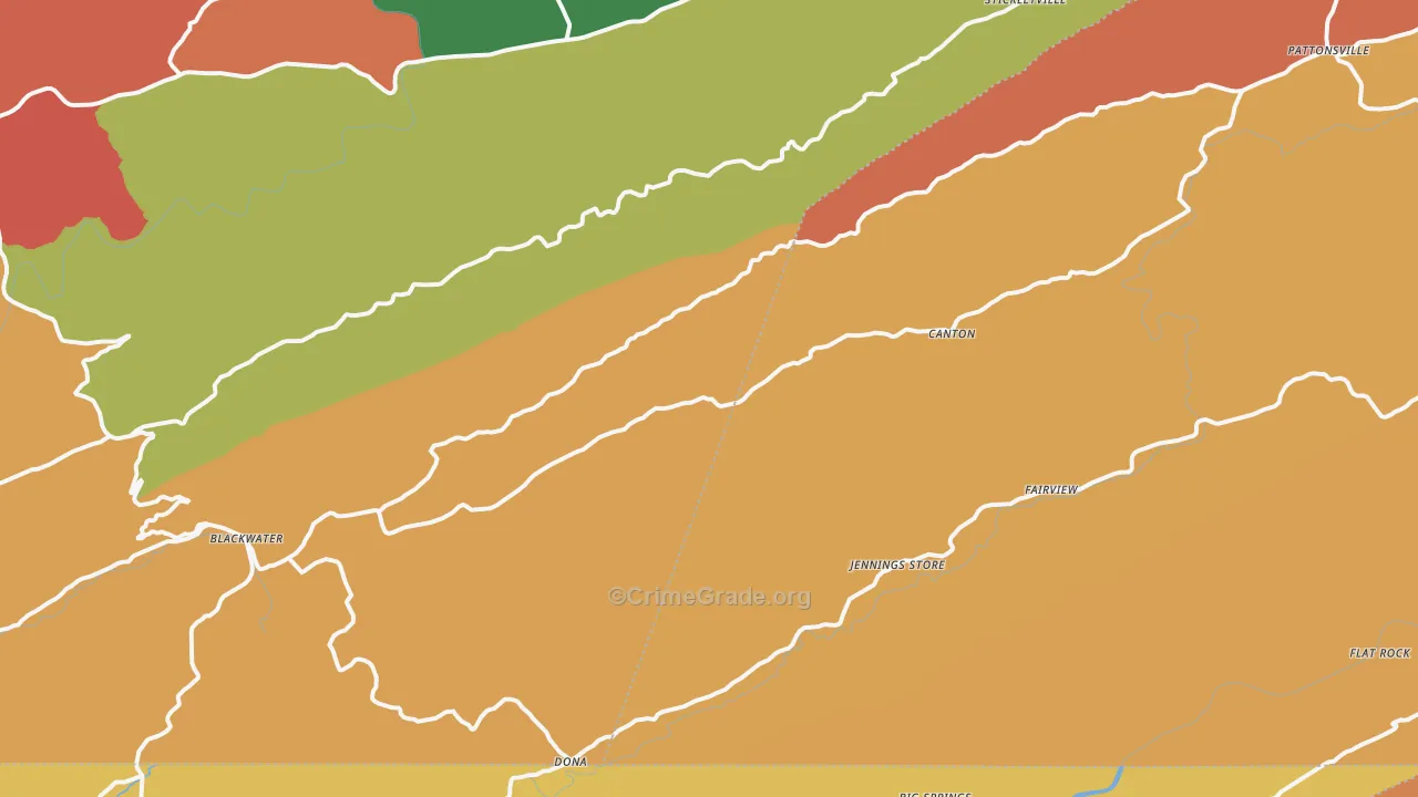 Blackwater, VA Map of Burglary Rates