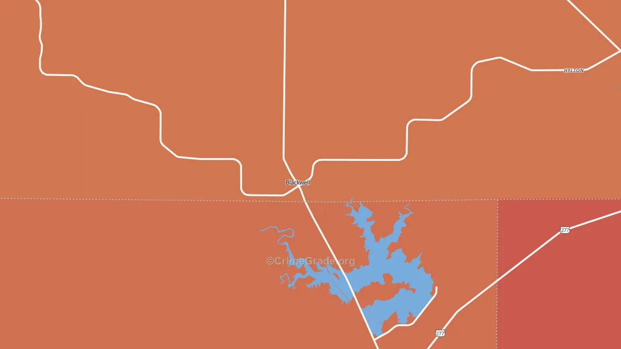 Blackwell, TX Map of Burglary Rates