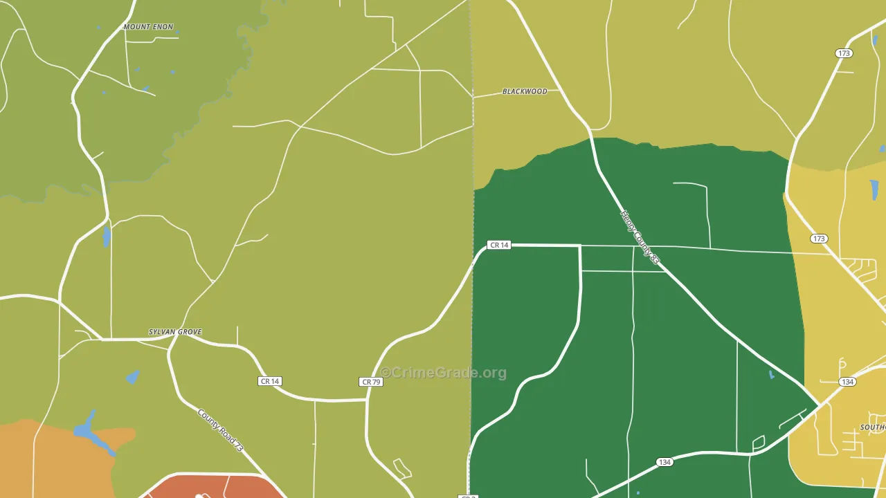 Blackwood, AL Map of Burglary Rates