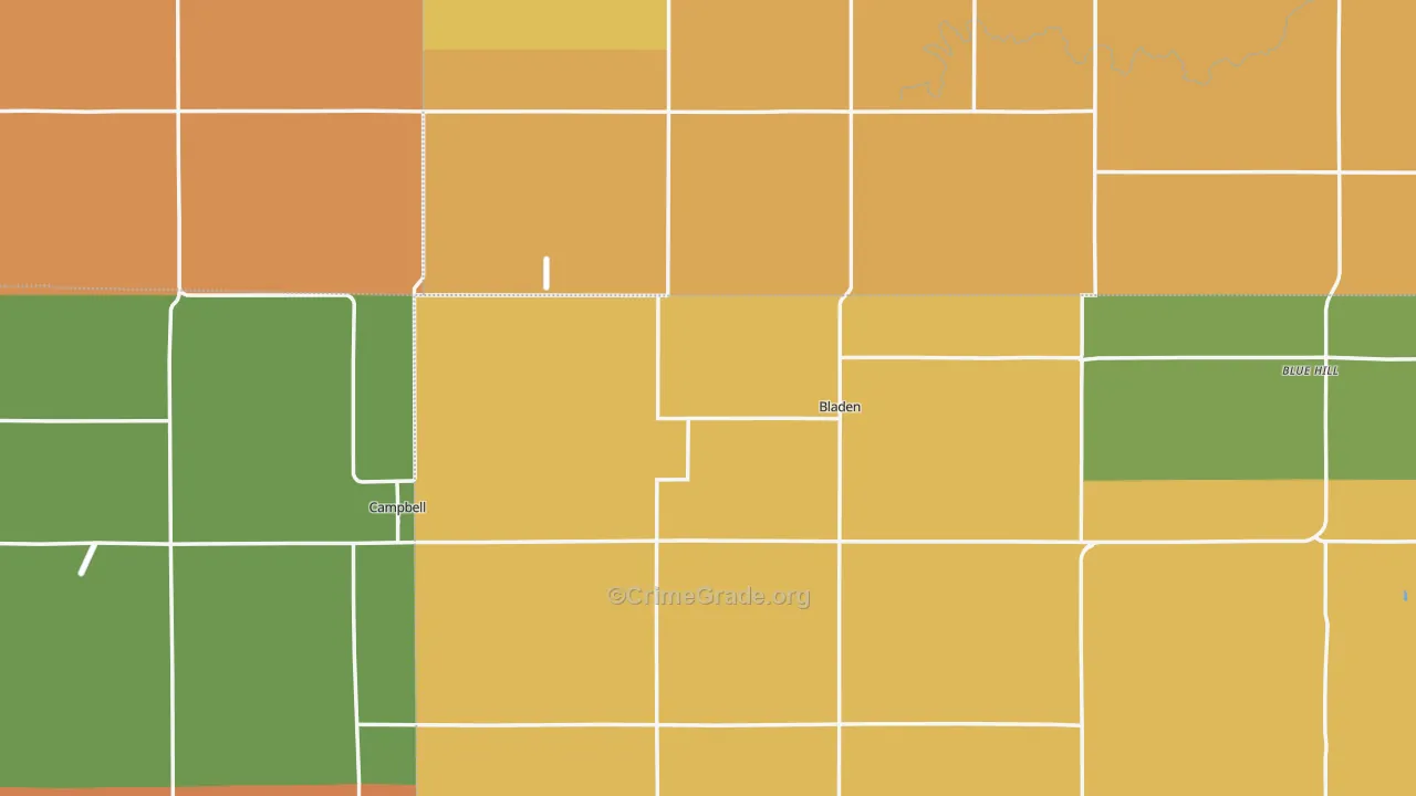 Bladen, NE Map of Burglary Rates