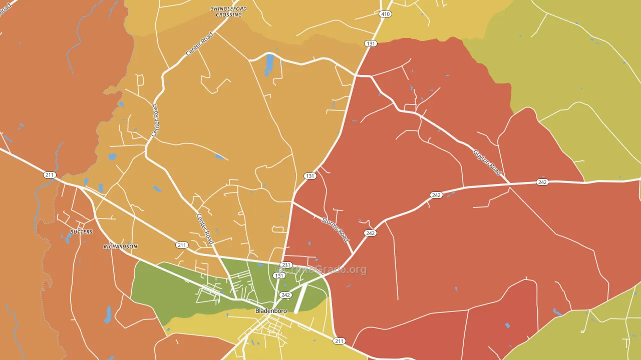 Bladenboro, NC Map of Burglary Rates