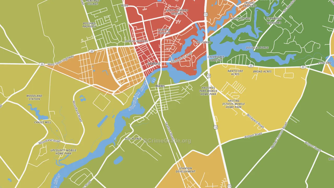 Blades, DE Map of Burglary Rates