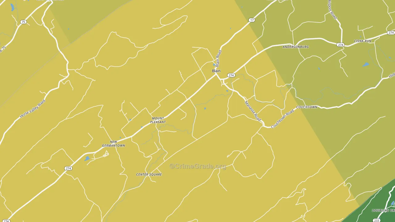 Blain, PA Map of Burglary Rates