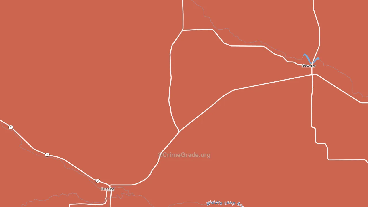 Blaine County, NE Map of Burglary Rates