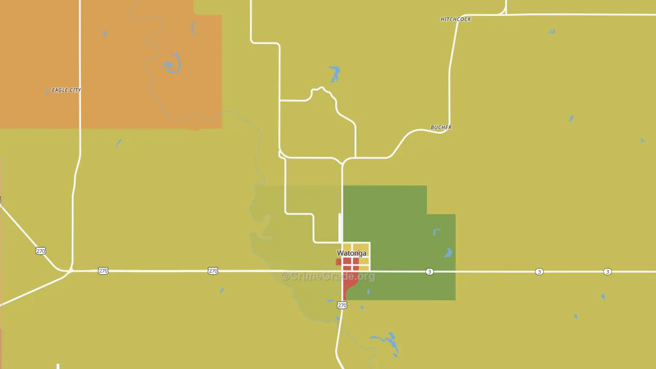 Blaine County, OK Map of Burglary Rates