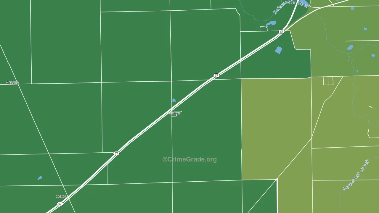 Blaine, IN Map of Burglary Rates