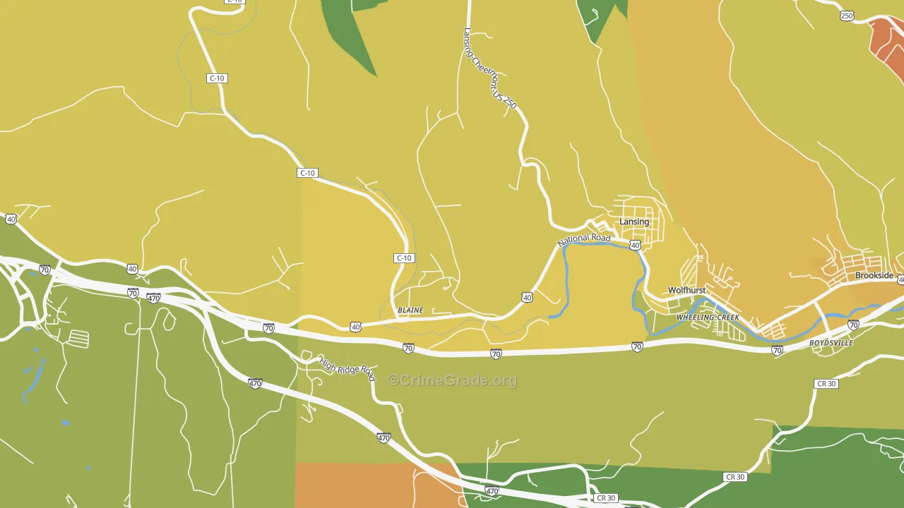 Blaine, OH Map of Burglary Rates