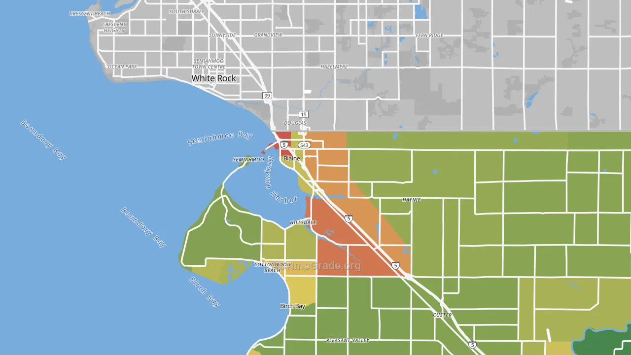 Blaine, WA Map of Burglary Rates