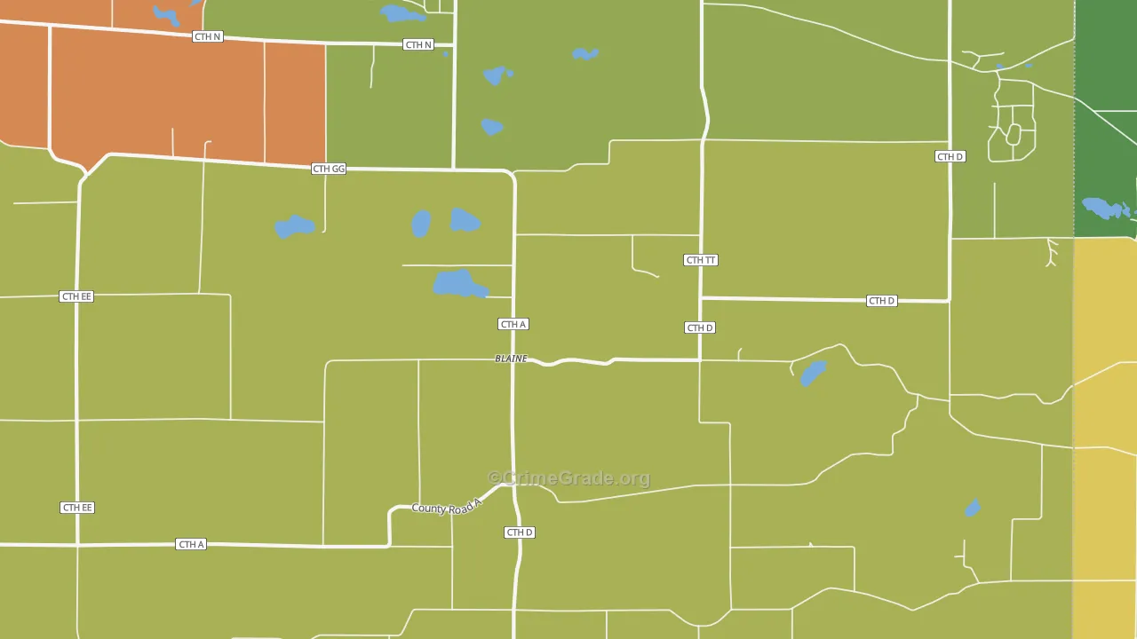 Blaine, WI Map of Burglary Rates