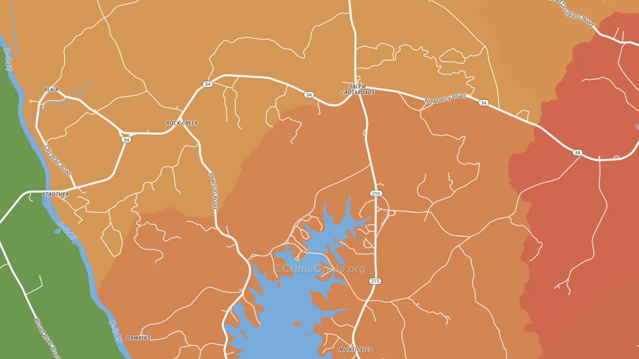 Blair, SC Map of Burglary Rates