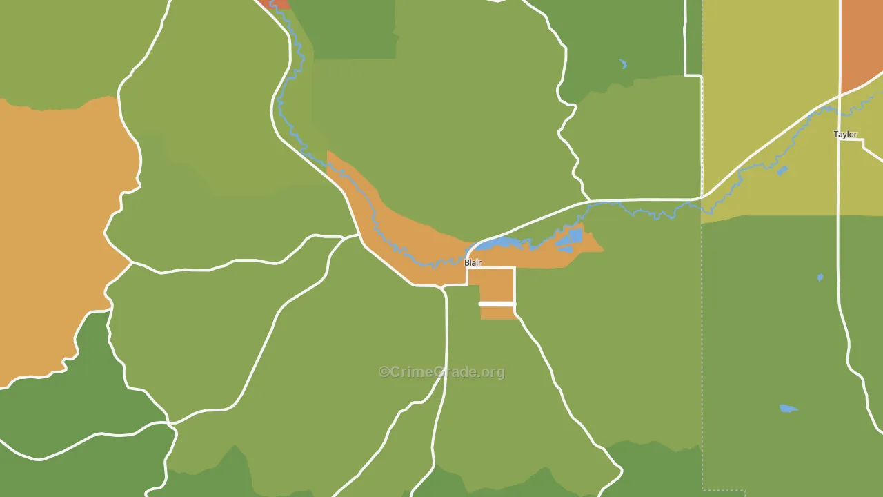 Blair, WI Map of Burglary Rates