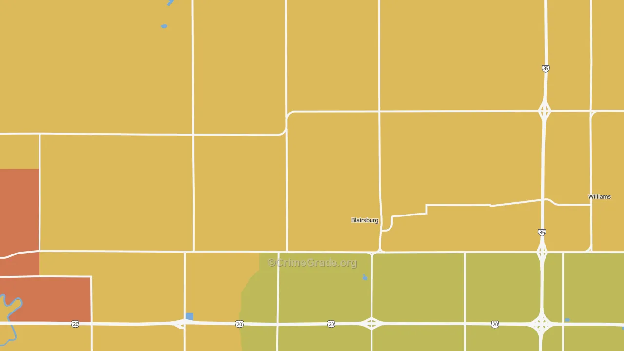 Blairsburg, IA Map of Burglary Rates