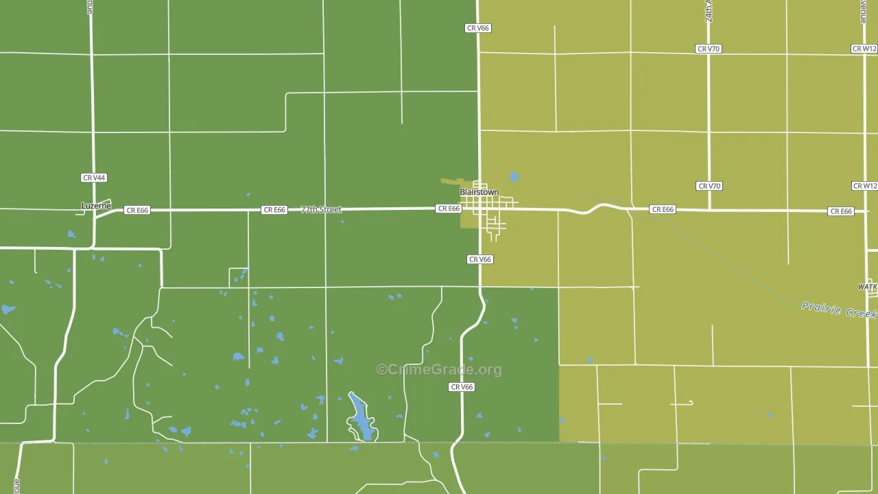 Blairstown, IA Map of Burglary Rates