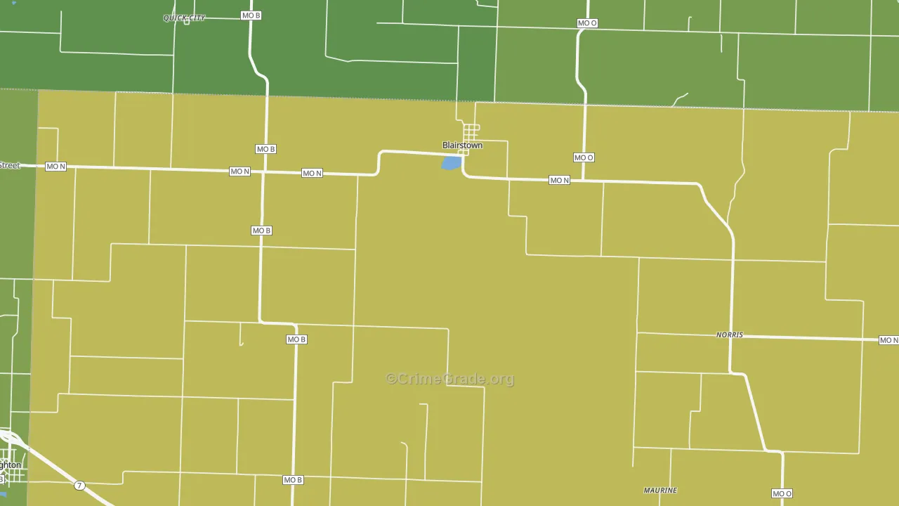Blairstown, MO Map of Burglary Rates