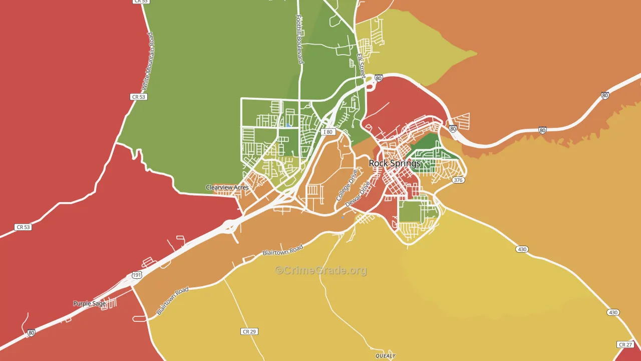 Blairtown, WY Map of Burglary Rates