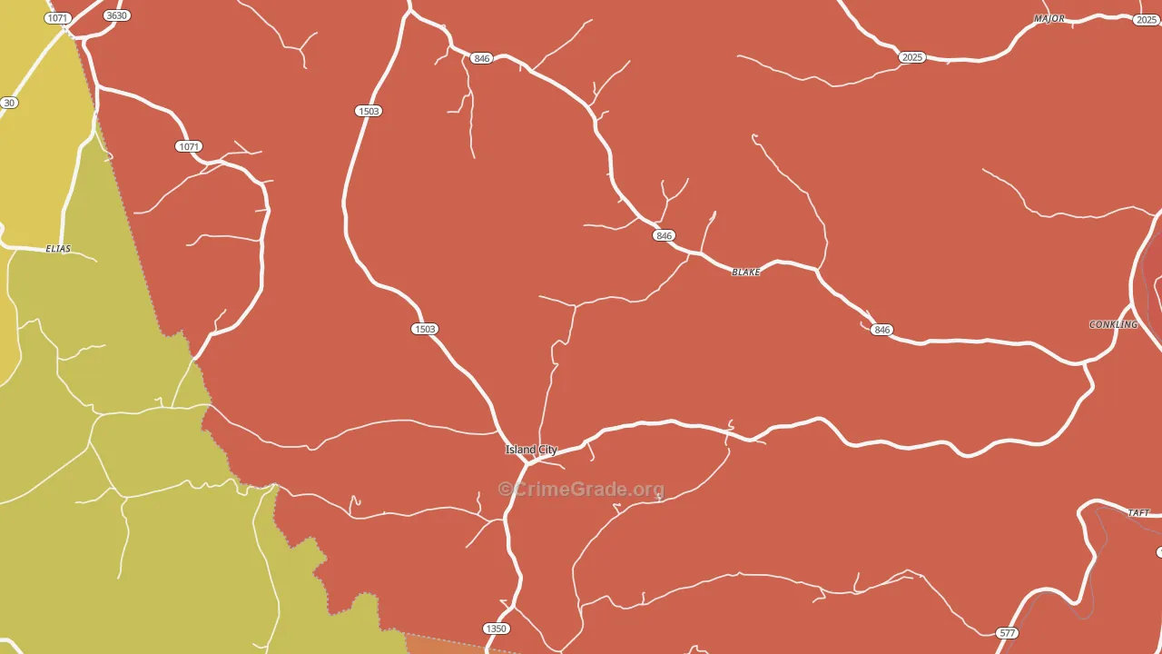 Blake, KY Map of Burglary Rates