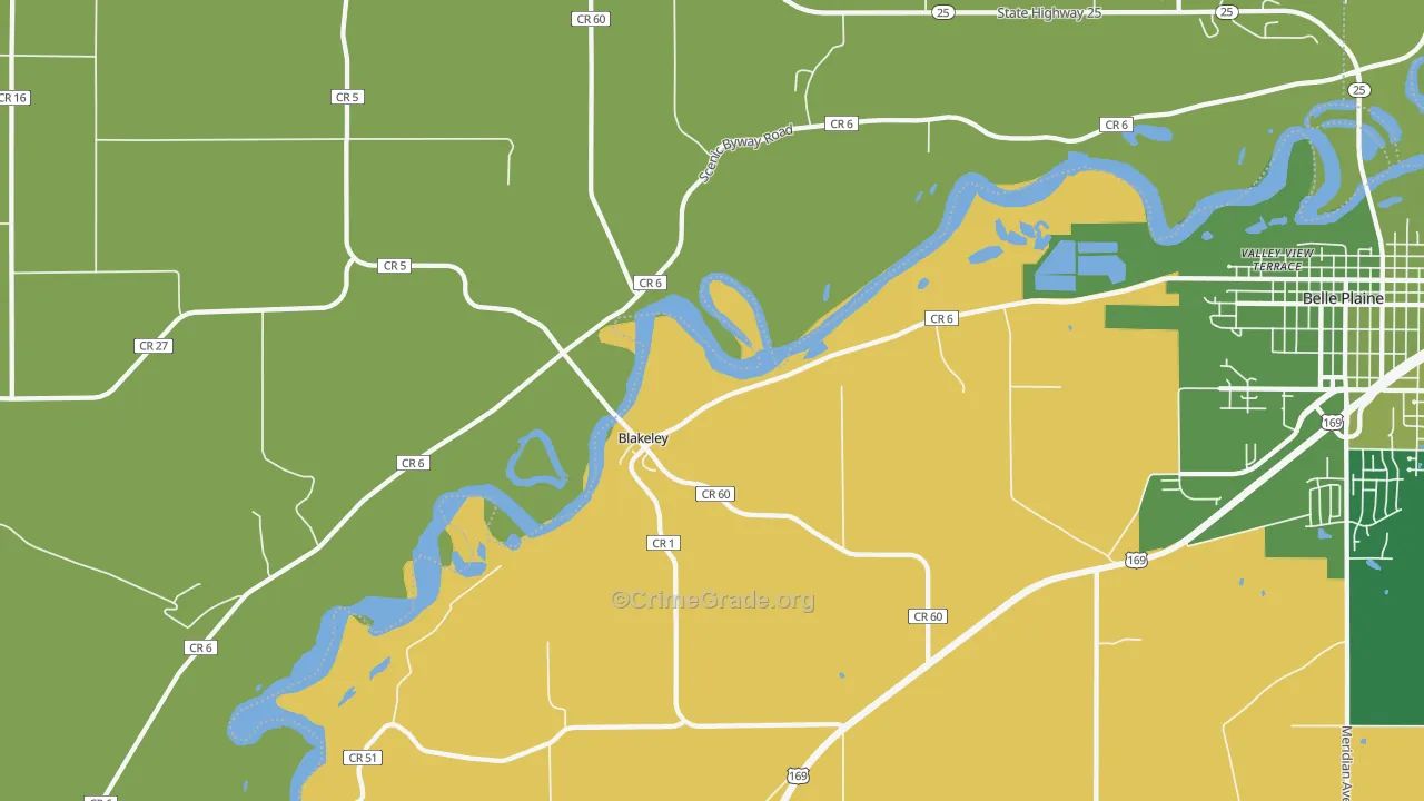 Blakeley, MN Map of Burglary Rates