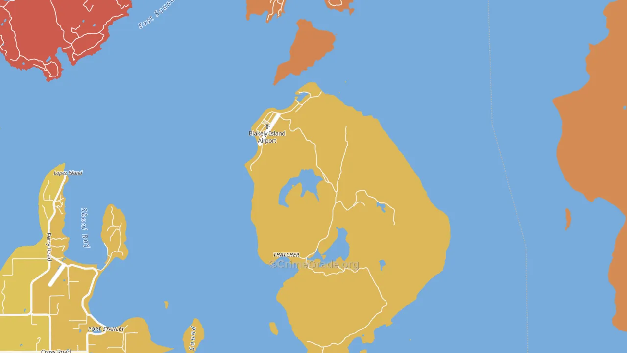 Blakely Island, WA Map of Burglary Rates