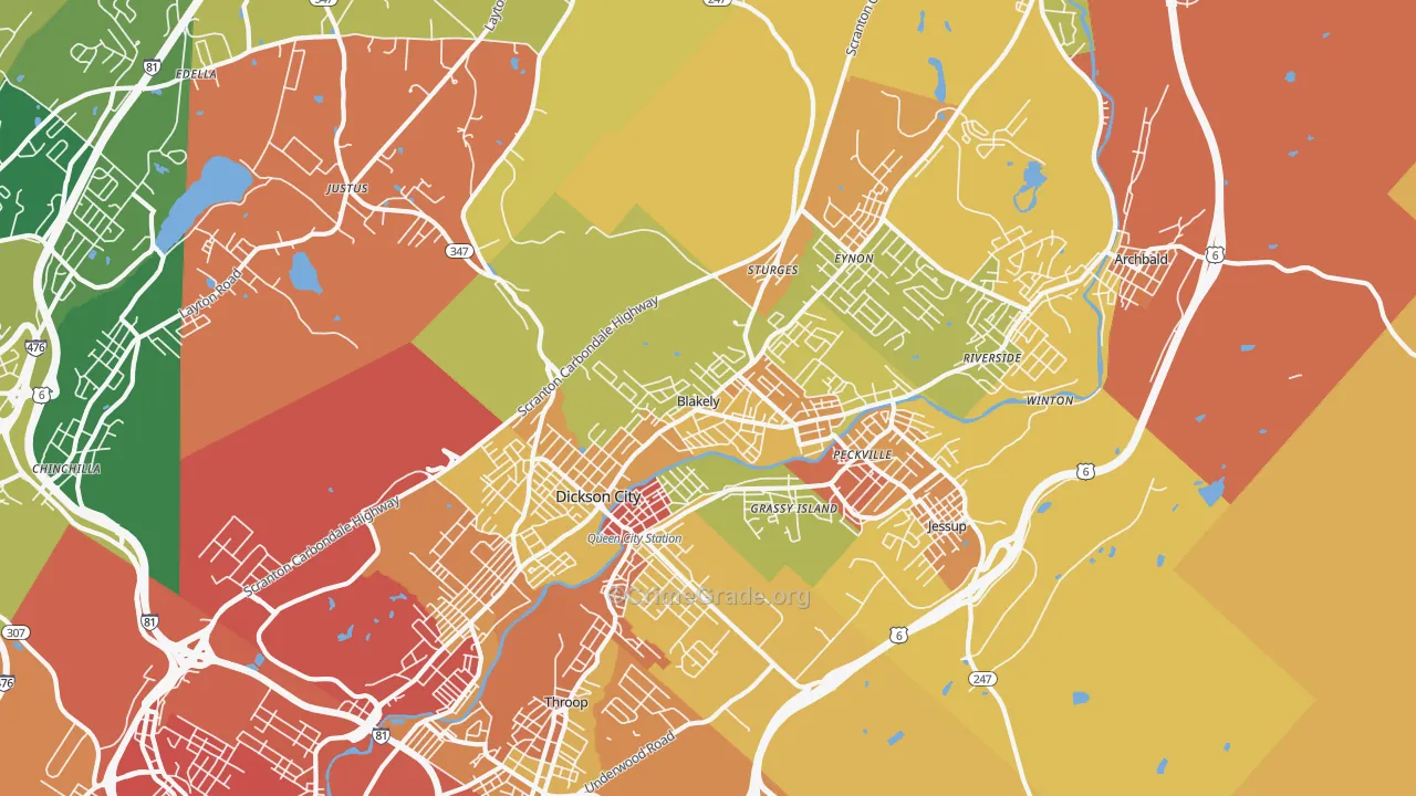 Blakely, PA Map of Burglary Rates