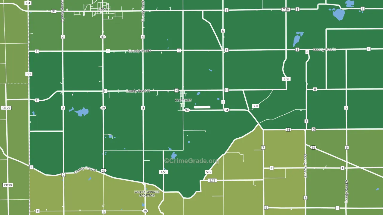 Blakeslee, OH Map of Burglary Rates
